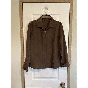 NEW Womens Blazer York & Company Brown Sz L Officecore Corpcore Stretch Soft